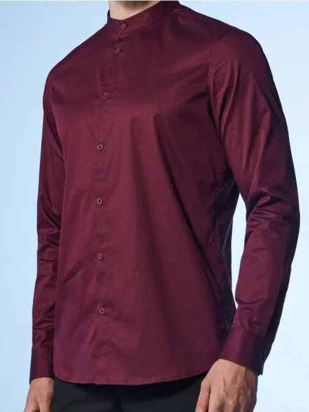Sinsay Gładka koszula slim fit ze stójką bordowy