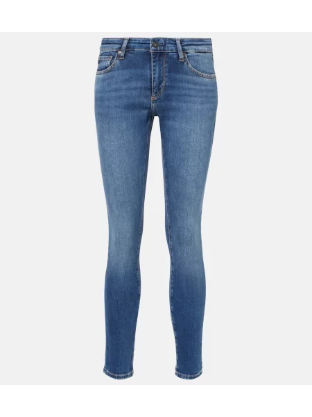 Skinny jeansy skinny Ag Jeans niebieskie