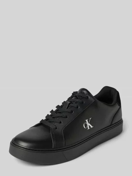 Calvin Klein sneakersy skórzane CLASSIC CUPSOLE LACEUP LTH czarny