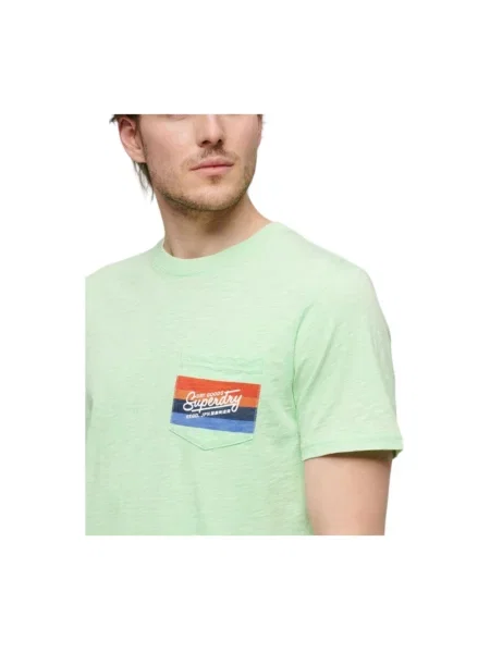 Koszulka Superdry w paski z paskiem zielona