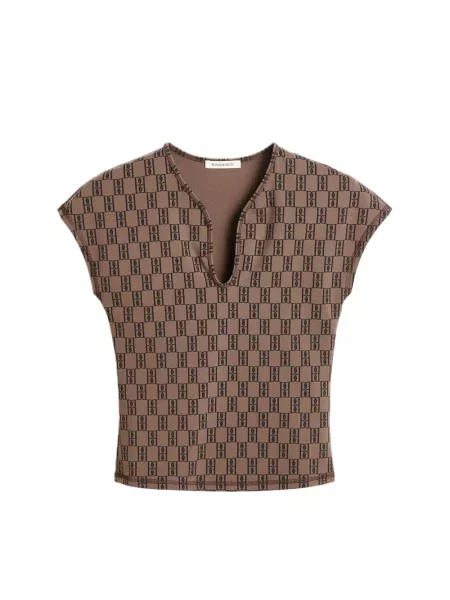 Lniana koszulka By Malene Birger brązowa