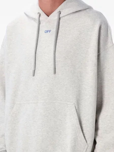 Hanorac cu glugă Off-white cu imagine alb
