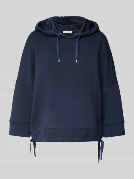 Bluza z kapturem krótka ze scuby z rękawem o dł. Tom Tailor granatowa