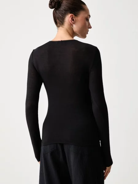 Tommy Hilfiger longsleeve z dodatkiem kaszmiru czarna