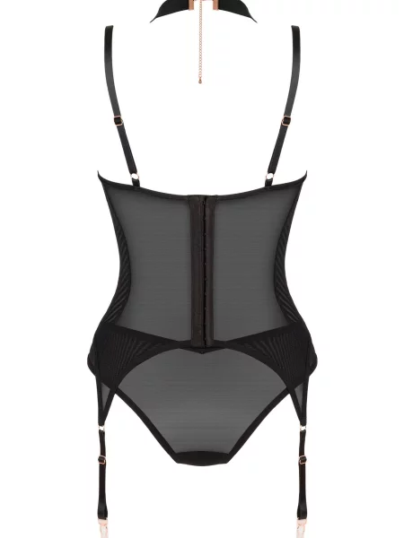 Корсет с декоративными ремешками и трусики слип Комплект_Obsessive_Brasica_corset чорні