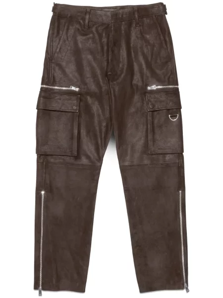 Pantaloni cargo Purple Brand din piele de căprioară violet