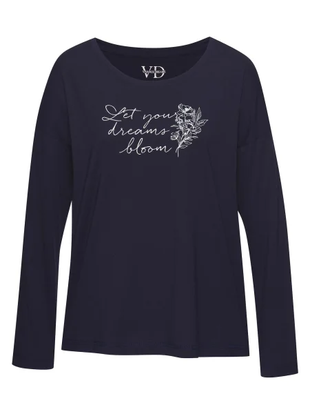 VIVANCE Bluză de noapte bleumarin alb