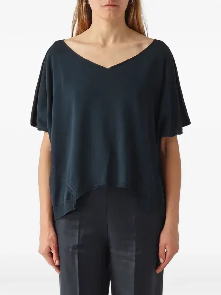 Tricou Liviana Conti cu decolteu în V asimetric albastru