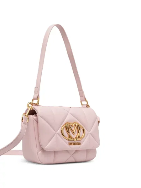 Καπιτονέ τσάντα Love Moschino με αυτόγραφο ροζ