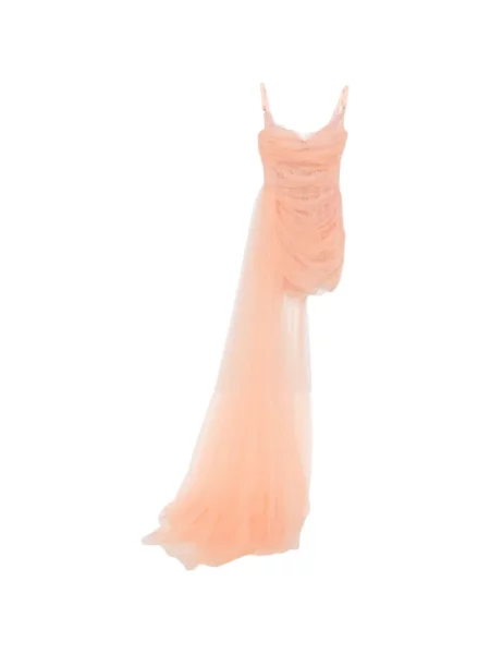 Rochie mini Maria Lucia Hohan cu volane din dantelă roz