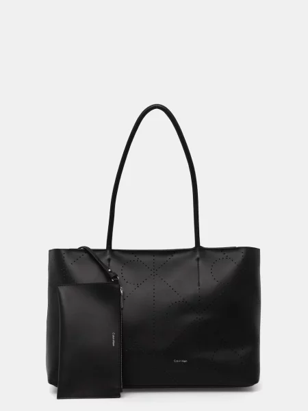 Calvin Klein Kabelka Emblem Aop Perfor Lthr Tote čierna
