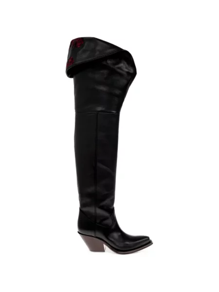 Botine Chloé din piele cu model floral negru