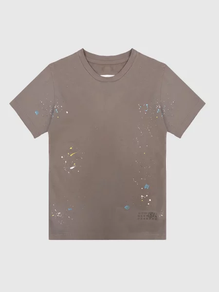 Детская футболка Maison Margiela Mm6 коричневая