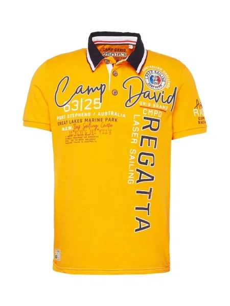 CAMP DAVID Tricou albastru închis / portocaliu mandarină / roșu intens / alb