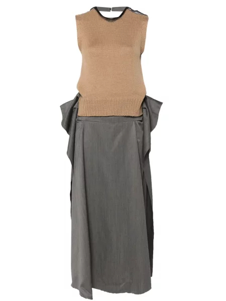 Drapované oblekové midi šaty Litkovskaya po kolena šedé