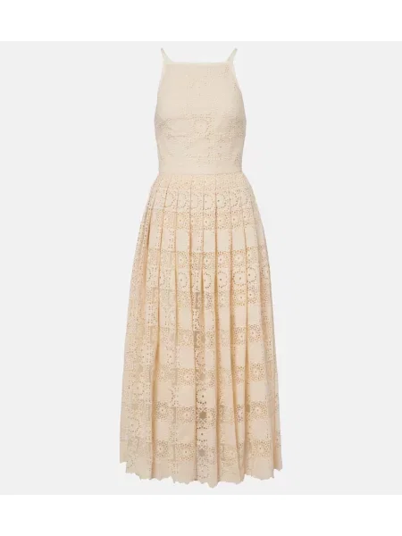 Rochie midi Elie Saab de mătase bej