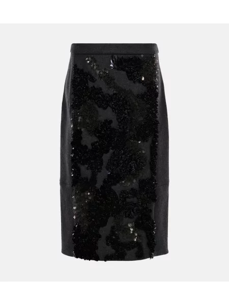 Spódnica midi Plan C wełniana do kolan czarna