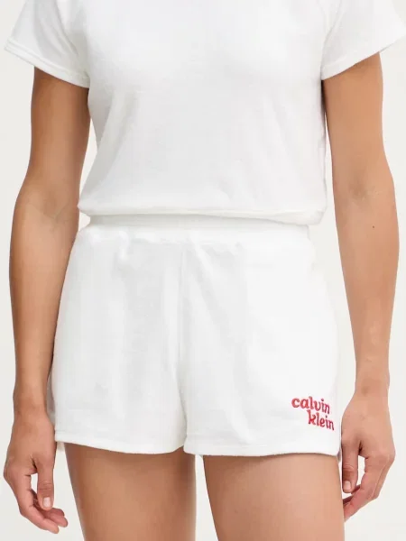 Calvin Klein Jeans pantaloni scurți de trening pentru femei cu alb