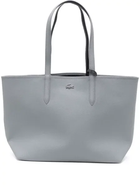 Geantă shopper Lacoste cu autograf albastru