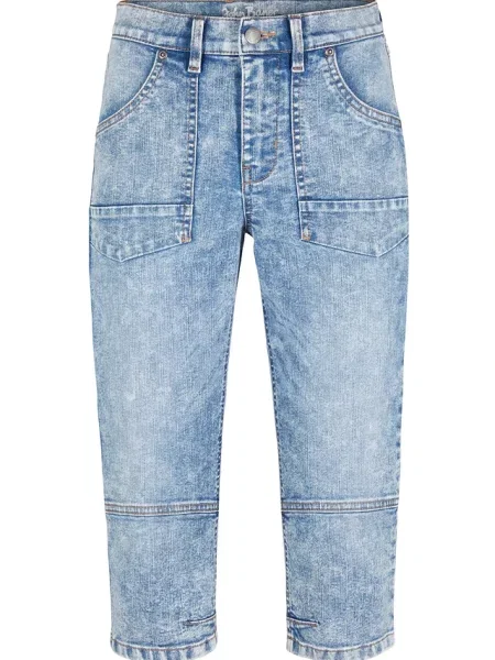 Jeansy rybaczki mid waist ze stretchem niebieskie
