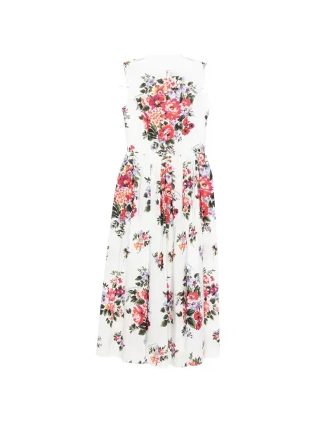 Rochie midi Dolce & Gabbana cu model floral cu imagine până la genunchi alb