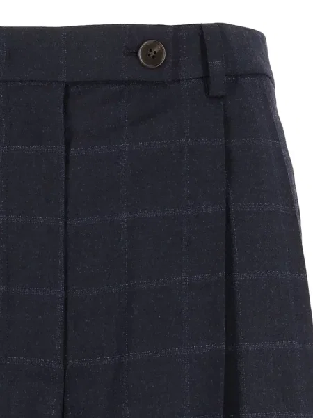 Vunene hlače Emporio Armani karirane plava