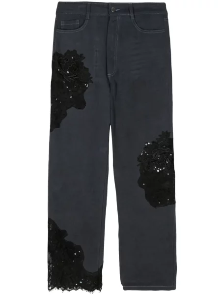 Jeansy Collina Strada z cekinami koronkowe niebieskie