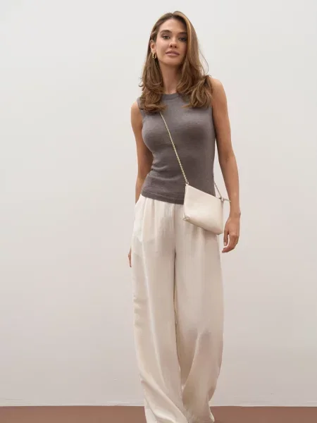 Штани палаццо TrikoBakh льон/віскоза білий