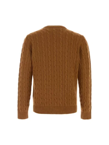 Lniany sweter Valentino Garavani brązowy