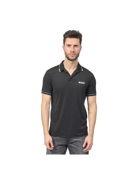 Koszulka polo Boss z logo czarna