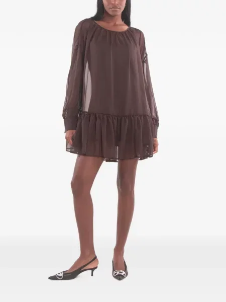 Rochie mini Aniye By cu volane maro