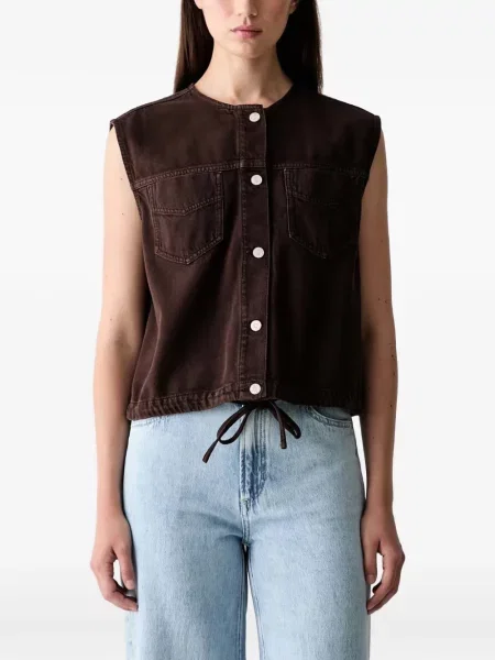 Vestă denim Marc O'polo fără mâneci cu cordon maro