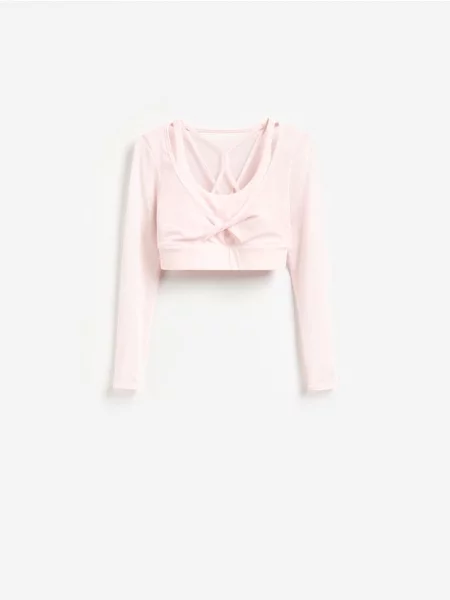 Reserved Top cu strat dublu roz-pastel roz