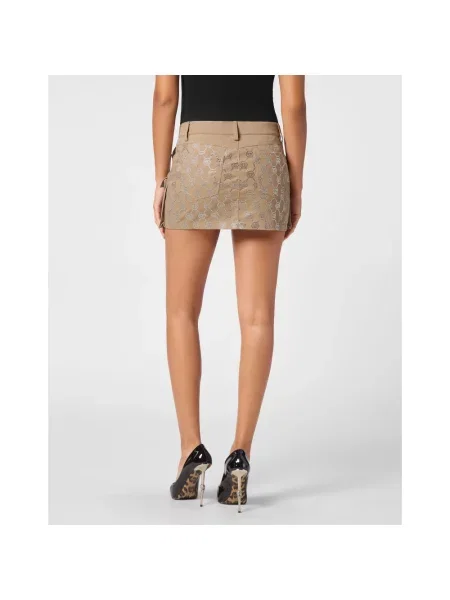 Spódnica mini Philipp Plein beżowa