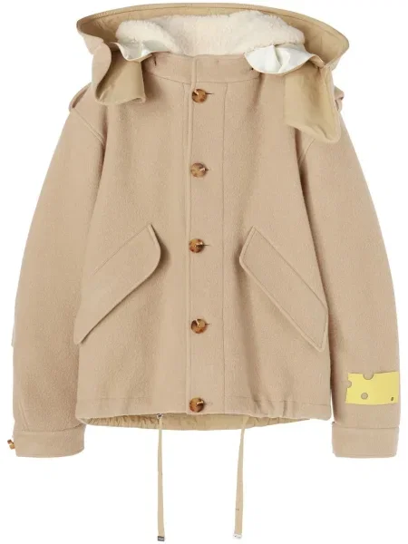 Geacă parka Off-white cu glugă scurtă alb