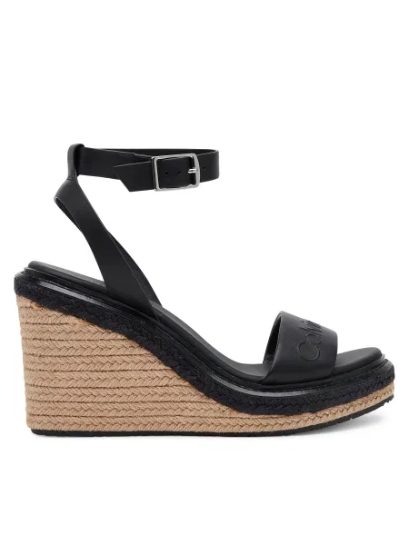 Kožené espadrilky Calvin Klein na kline čierna