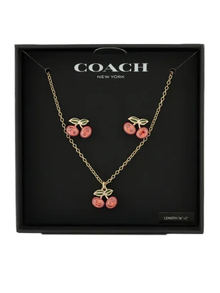 Комплект колие и обеци Coach златист