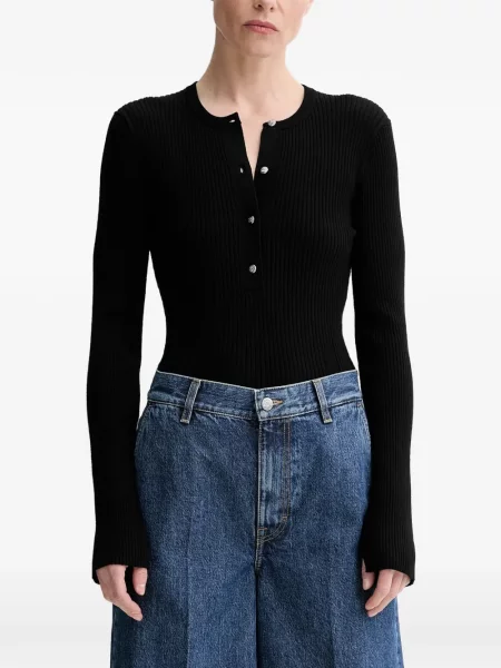 Pulover Filippa K cu guler henley negru