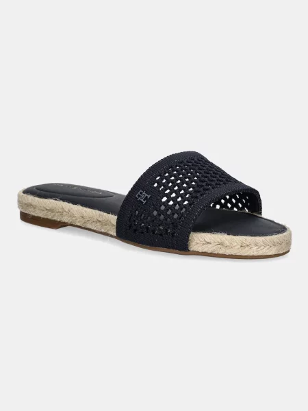 Natikači Tommy Hilfiger KNIT MESH ESPADRILLE FLAT SANDAL mornarsko modra