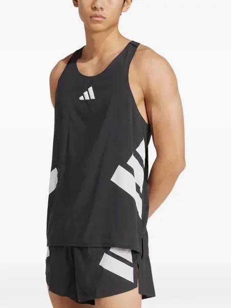 Tricou Adidas alergare cu șireturi din dantelă negru