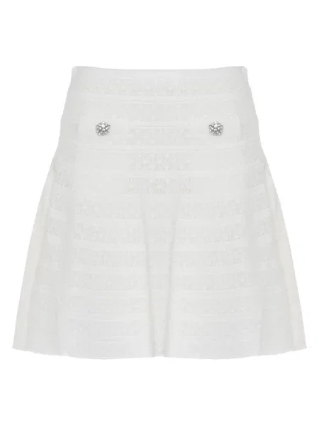 Dzianinowa spódnica mini Self-portrait biała