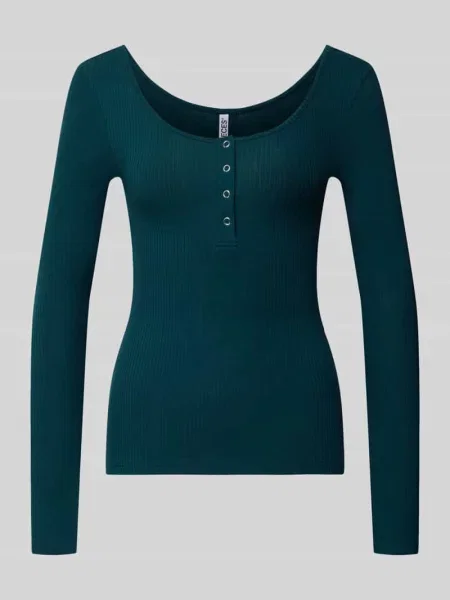 Bluzka z długim rękawem o kroju slim fit z mieszanki bawełny model ‘KITTE’ Pieces