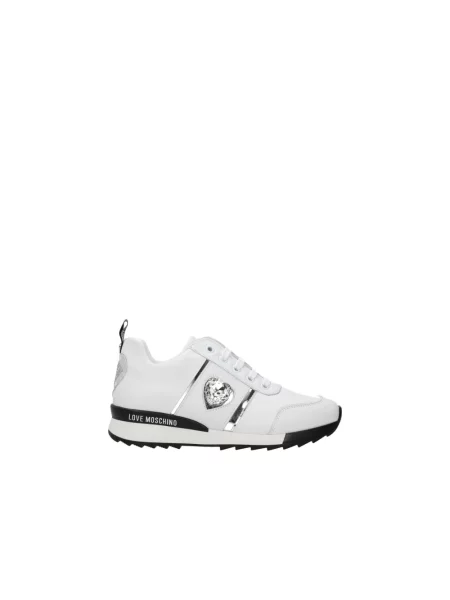 Sneakersy Love Moschino skórzane z logo białe