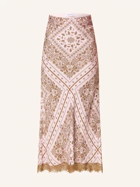 Darling Harbour Saténová Sukně S Hedvábím A Krajkou bandana print rose růžové