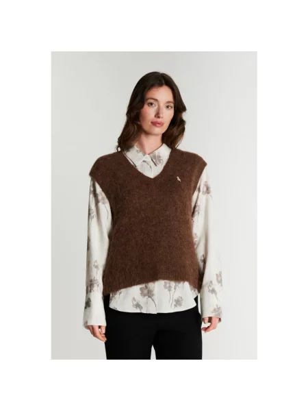 Dzianinowy sweter Rue De Femme brązowy