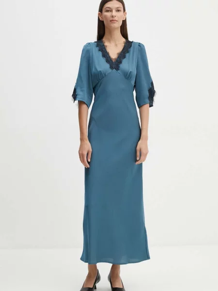 Рокля Bruuns Bazaar AcaciaBBDia dress дълга със стандартна кройка тъмносиньо