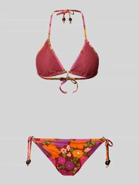 Bikini o kroju slim fit z kwiatowym nadrukiem na całej powierzchni model MUNDOIOKA' Banana Moon