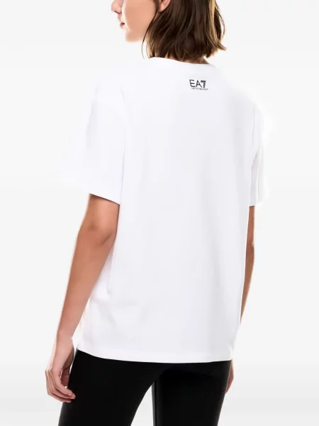 Raštuotas marškinėliai Ea7 Emporio Armani apvaliu kaklu balta