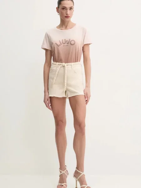 Шорты Liu Jo с высокой посадкой с аппликацией бежевые