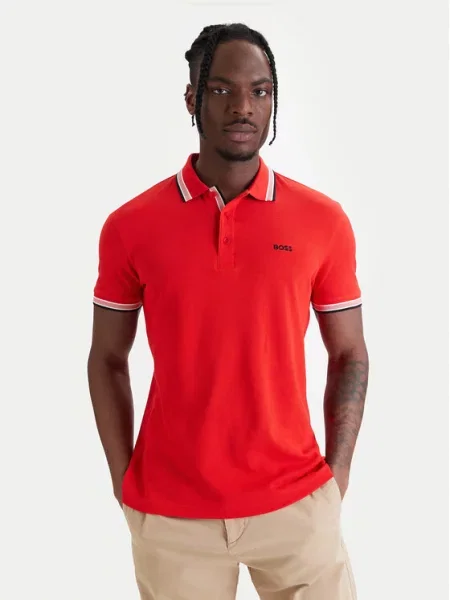 BOSS Tricou polo Paddy Roșu alb